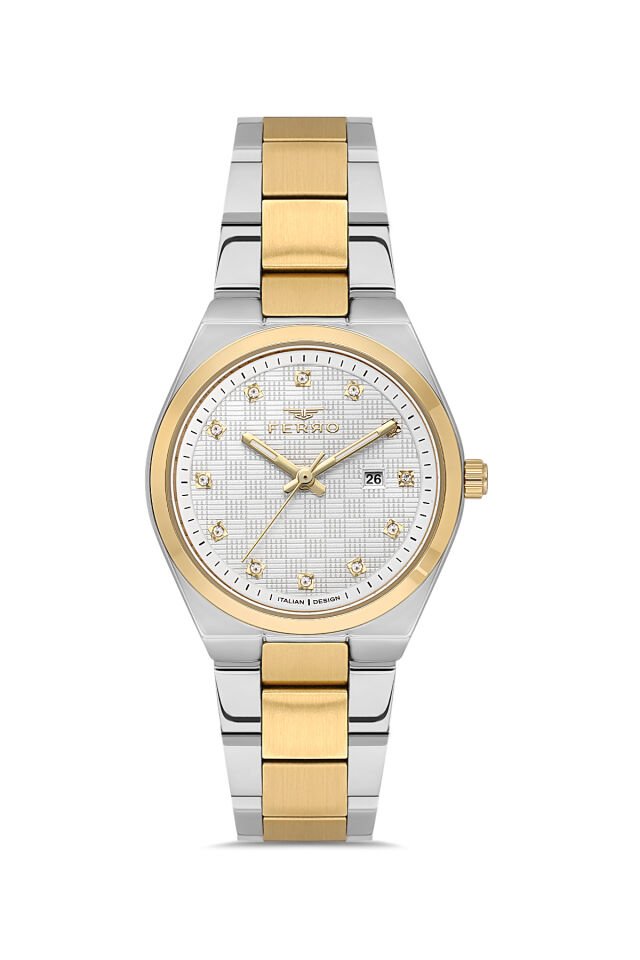 Ferro FL21631AWT-D Quartz Çelik Altın/Gri 32 mm Kadın Kol Saati