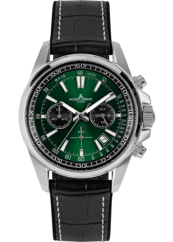 Jacques Lemans Liverpool JL.1-2117T Quartz Deri Siyah 20 ATM 44 mm Erkek Kol Saati