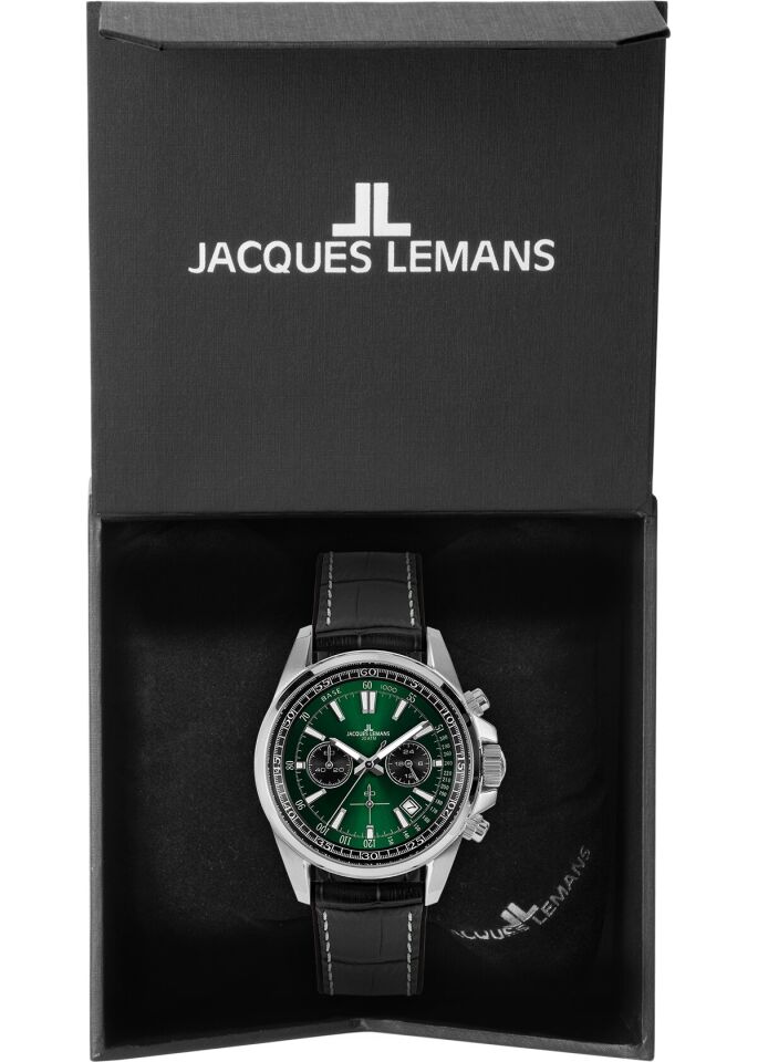 Jacques Lemans Liverpool JL.1-2117T Quartz Deri Siyah 20 ATM 44 mm Erkek Kol Saati