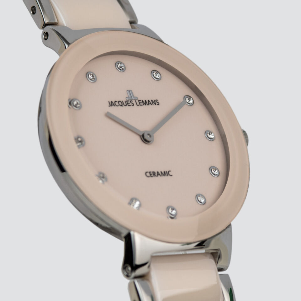Jacques Lemans Monaco 42-7ZA Quartz Çelik+Seramik Pembe 10 ATM 34 mm Kadın Kol Saati