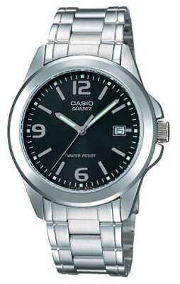 Casio MTP-1215A-1ADF Quartz Çelik Gri Siyah Kadran 38 mm Erkek Kol Saati