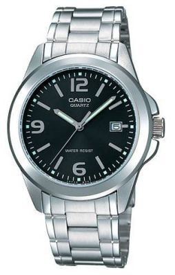 Casio MTP-1215A-1ADF Quartz Çelik Gri Siyah Kadran 38 mm Erkek Kol Saati