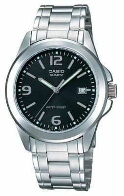 Casio MTP-1215A-1ADF Quartz Çelik Gri Siyah Kadran 38 mm Erkek Kol Saati