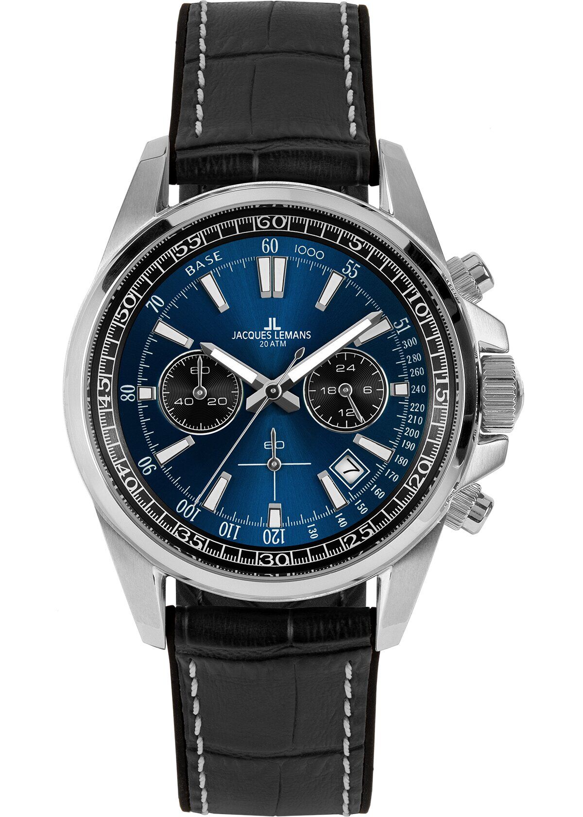 Jacques Lemans Liverpool JL.1-2117S Quartz Deri Siyah Mavi Kadran 20 ATM 44 mm Erkek Kol Saati