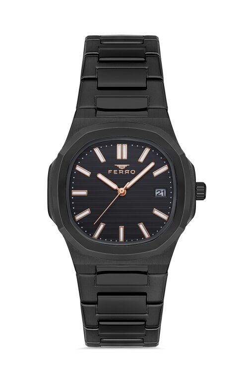 Ferro F40095A-G Quartz Çelik Siyah 40 mm Erkek Kol Saati