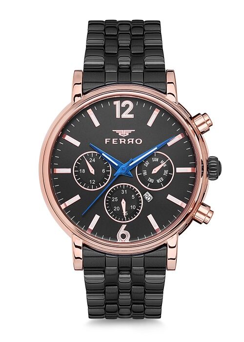 Ferro Siyah Çelik Kordon Erkek Kol Saati F81888A-899-R 3ATM Su Geçirmez 2 Yıl Garantili
