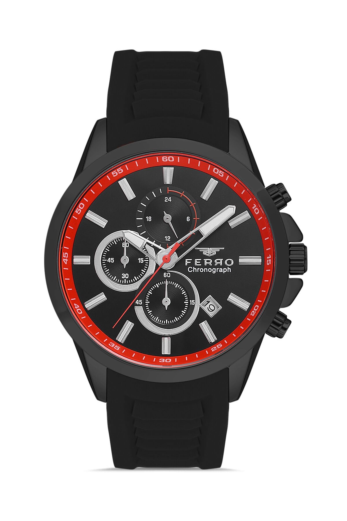 Ferro FM31359D-GZK Quartz Silikon Kordon Siyah 45 mm Erkek Kol Saati