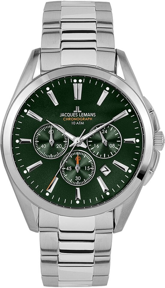 Jacques Lemans Derby JL.1-1945.1F Quartz Çelik Gri Yeşil Kadran 10 ATM 42 mm Erkek Kol Saati