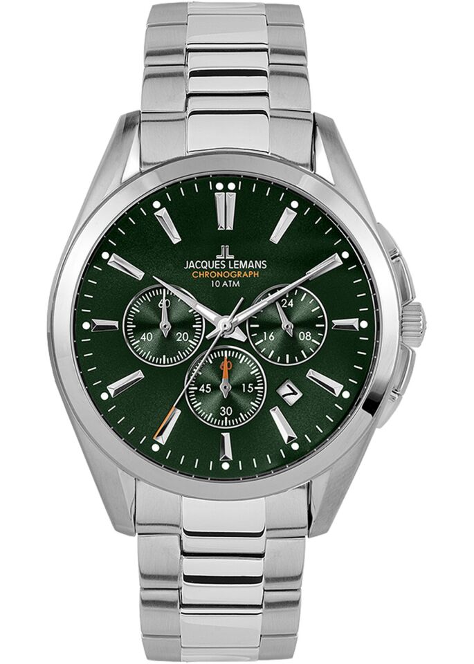 Jacques Lemans Derby JL.1-1945.1F Quartz Çelik Gri Yeşil Kadran 10 ATM 42 mm Erkek Kol Saati