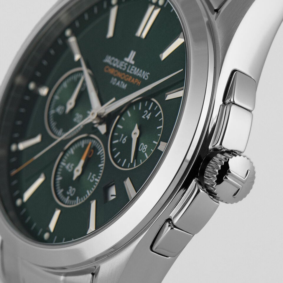 Jacques Lemans Derby JL.1-1945.1F Quartz Çelik Gri Yeşil Kadran 10 ATM 42 mm Erkek Kol Saati
