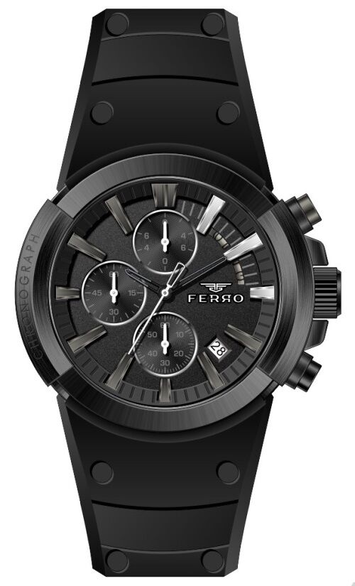Ferro FM11002D-G 44 mm Siyah Erkek Kol Saati