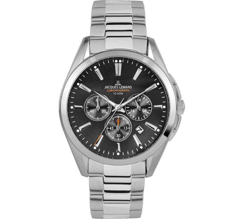 Jacques Lemans Derby JL.1-1945.1D Quartz Çelik Gri Siyah Kadran 10 ATM 42 mm Erkek Kol Saati