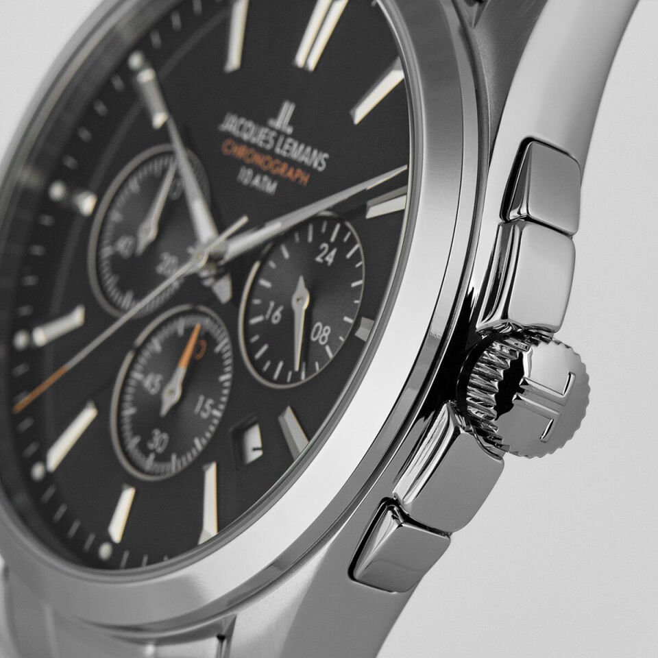 Jacques Lemans Derby JL.1-1945.1D Quartz Çelik Gri Siyah Kadran 10 ATM 42 mm Erkek Kol Saati