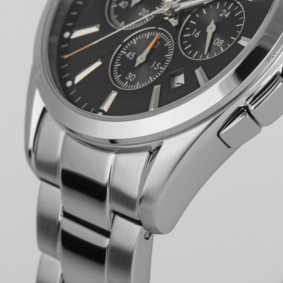 Jacques Lemans Derby JL.1-1945.1D Quartz Çelik Gri Siyah Kadran 10 ATM 42 mm Erkek Kol Saati