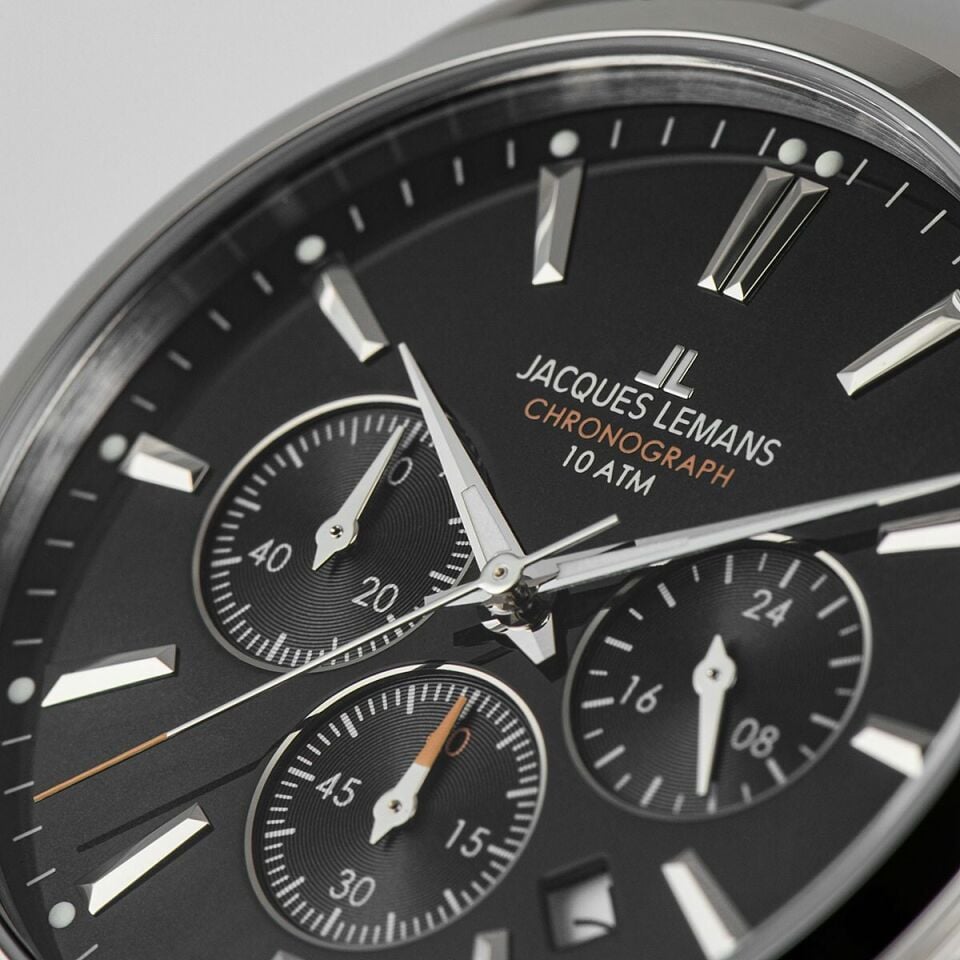 Jacques Lemans Derby JL.1-1945.1D Quartz Çelik Gri Siyah Kadran 10 ATM 42 mm Erkek Kol Saati