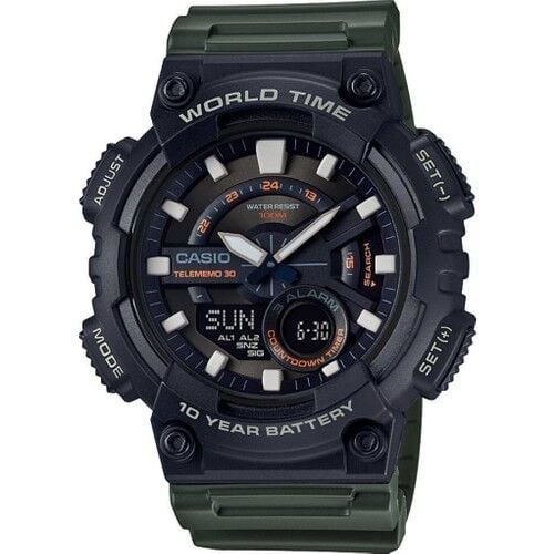 Casio AEQ-110W-3AVDF Quartz Silikon Yeşil 10 ATM 47 mm Erkek Kol Saati