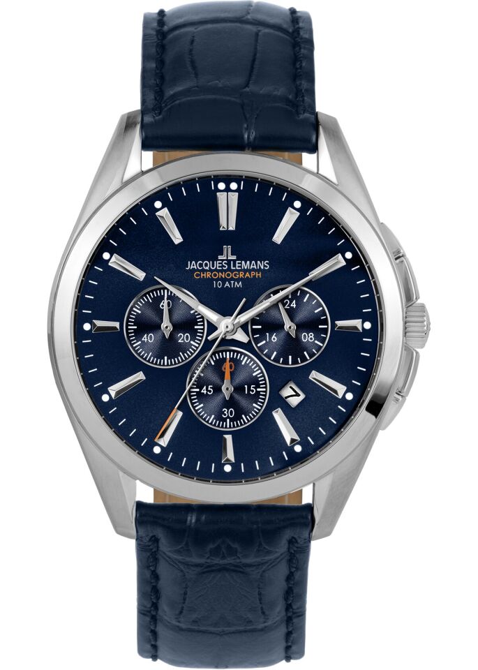 Jacques Lemans Derby JL.1-1945.1B Quartz Deri Koyu Mavi 10 ATM 42 mm Erkek Kol Saati