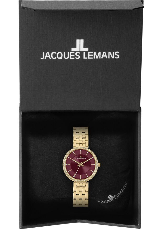 Jacques Lemans Milano 1-2212H Quartz Çelik+Seramik Altın Rengi Kırmızı Kadran 32 mm Kadın Kol Saati