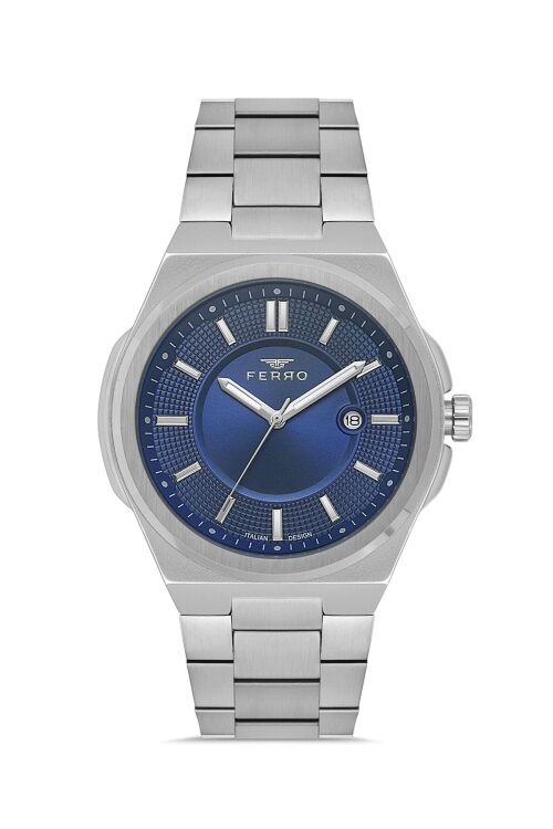Ferro F11500AWT-A3 Quartz Çelik Gri Lacivert Kadran 42 mm Erkek Kol Saati