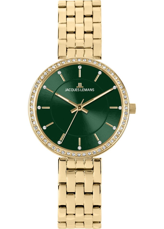 Jacques Lemans Milano 1-2212G Quartz Çelik Altın Rengi Yeşil Kadran 32 mm Kadın Kol Saati