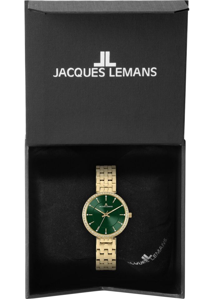 Jacques Lemans Milano 1-2212G Quartz Çelik Altın Rengi Yeşil Kadran 32 mm Kadın Kol Saati
