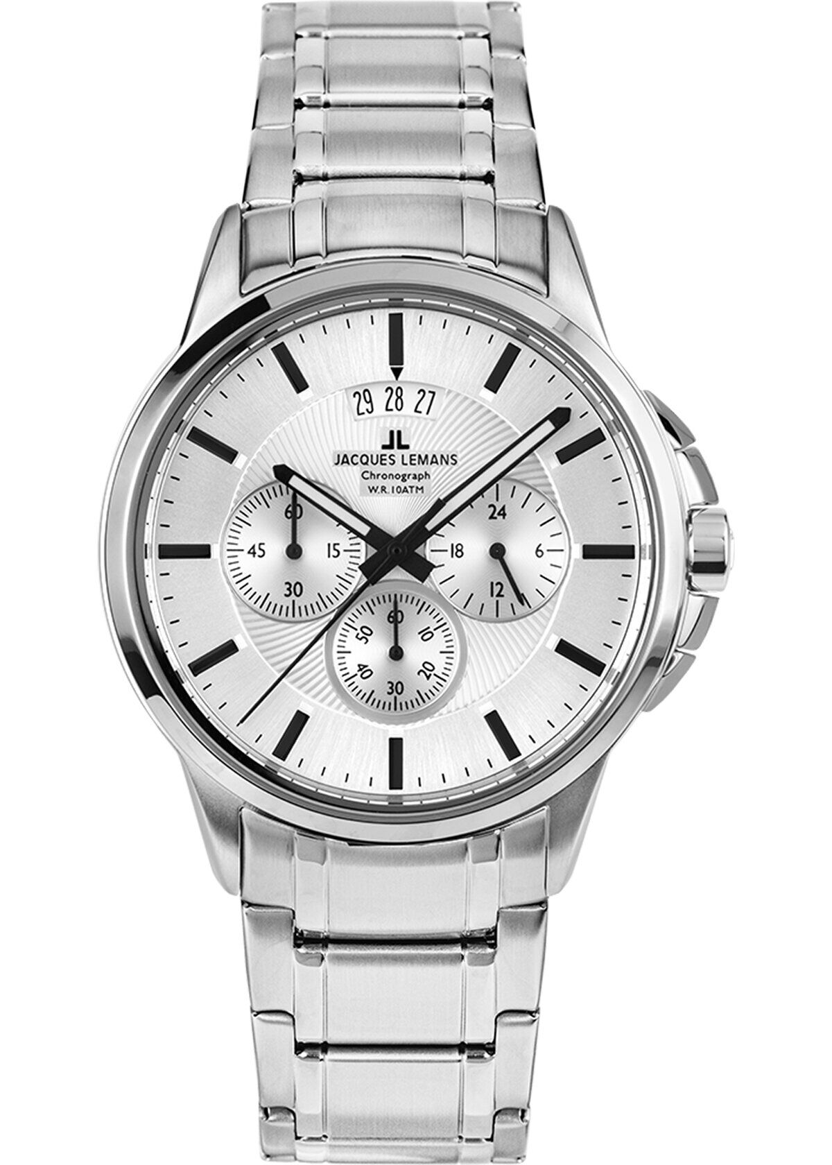 Jacques Lemans Sydney JL.1-1542P Quartz Çelik Gri 10 ATM 42 mm Erkek Kol Saati