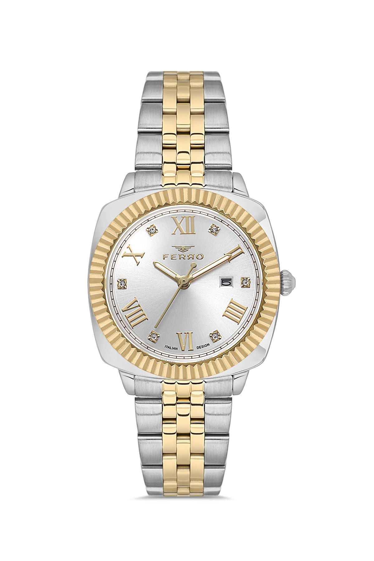 Ferro FL21625AWT-D Quartz Çelik Altın/Gri 32 mm Kadın Kol Saati