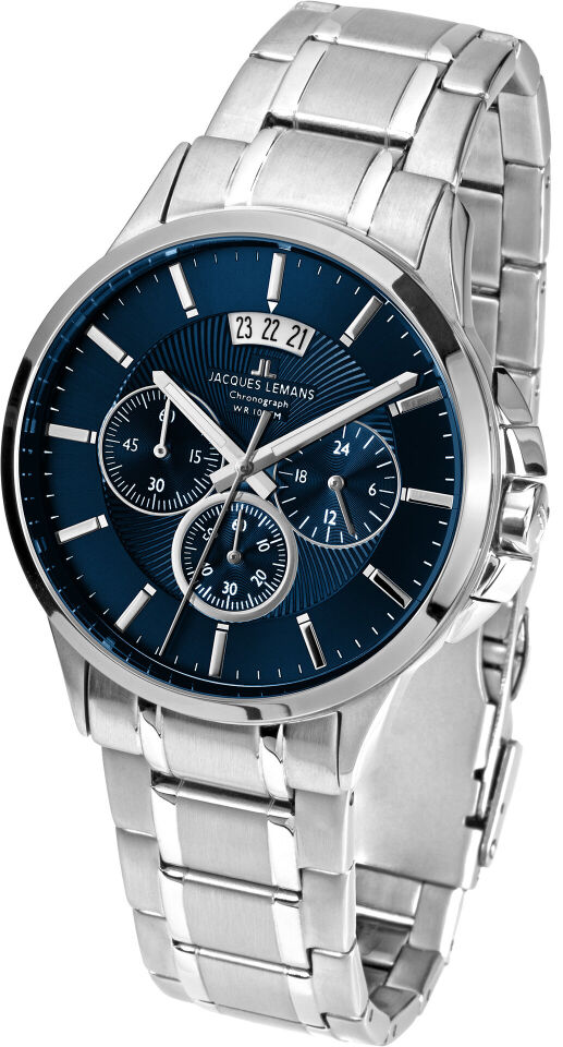 Jacques Lemans Sydney JL.1-1542I Quartz Çelik Gri Mavi Kadran 10 ATM 42 mm Erkek Kol Saati