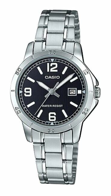 Casio LTP-V004D-1B2UDF  Quartz Çelik Gri Siyah Kadran 30 mm Kadın Kol Saati