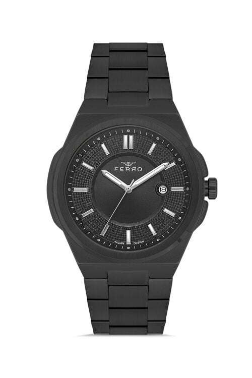 Ferro F11500AWT-G Quartz Çelik Siyah 42 mm Erkek Kol Saati