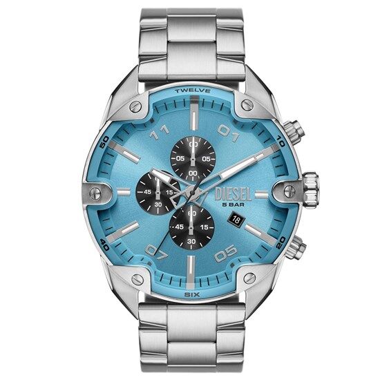 Diesel DZ4655 Quartz Çelik Gri Mavi Kadran 49 mm Erkek Kol Saati