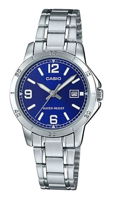 Casio LTP-V004D-2BUDF Quartz Çelik Gri Lacivert Kadran 30 mm Kadın Kol Saati