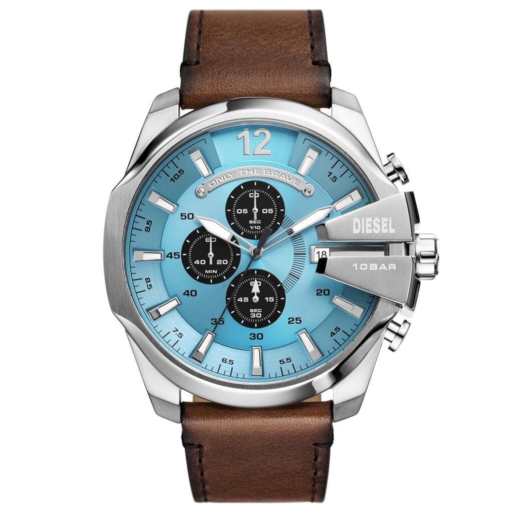 Diesel DZ4657 Quartz Deri Kahverengi Mavi Kadran 51 mm Erkek Kol Saati
