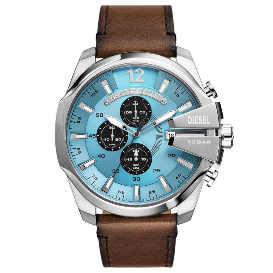 Diesel DZ4657 Quartz Deri Kahverengi Mavi Kadran 51 mm Erkek Kol Saati