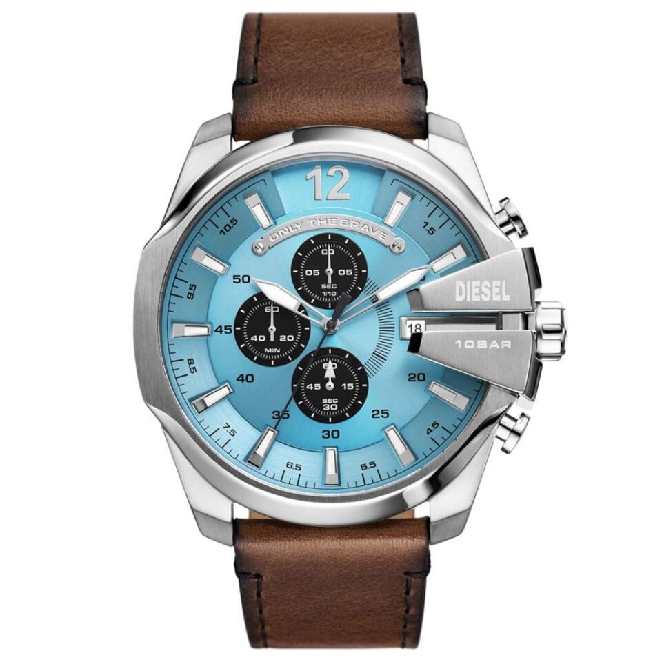 Diesel DZ4657 Quartz Deri Kahverengi Mavi Kadran 51 mm Erkek Kol Saati