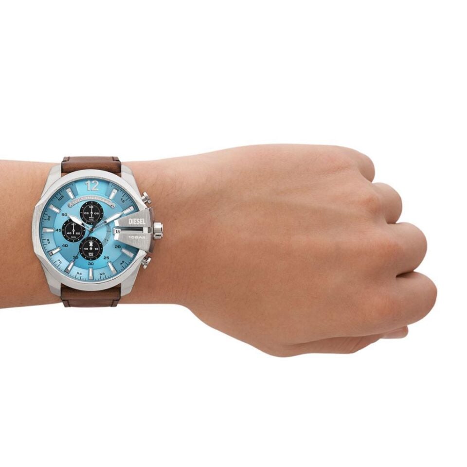 Diesel DZ4657 Quartz Deri Kahverengi Mavi Kadran 51 mm Erkek Kol Saati