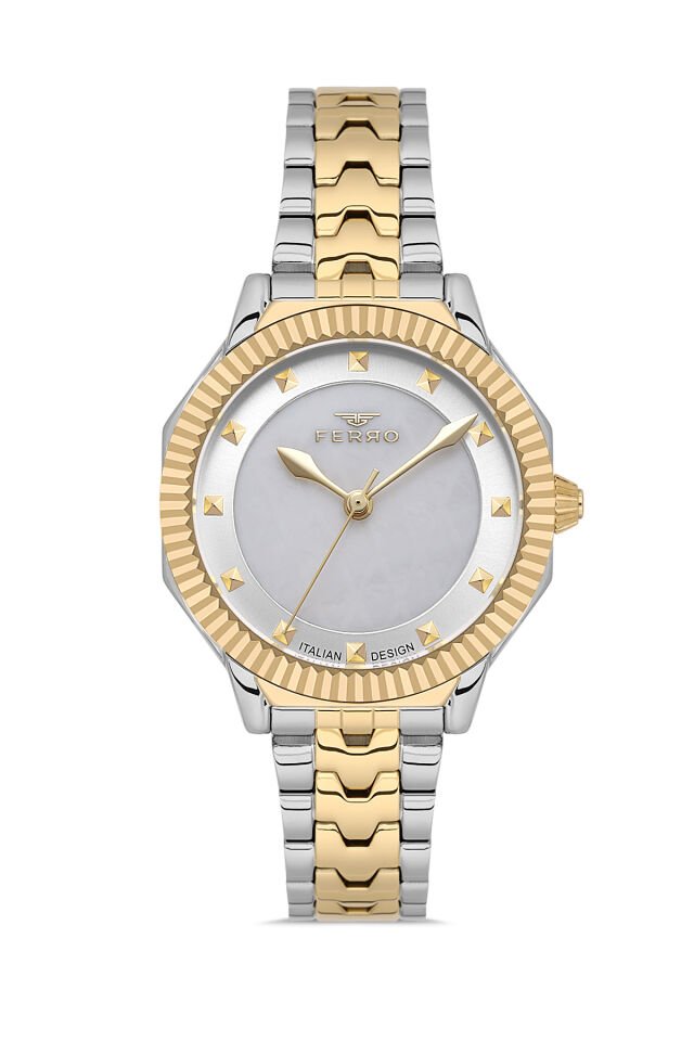 Ferro FL21632AWT-D Quartz Çelik Altın/Gri 32 mm Kadın Kol Saati