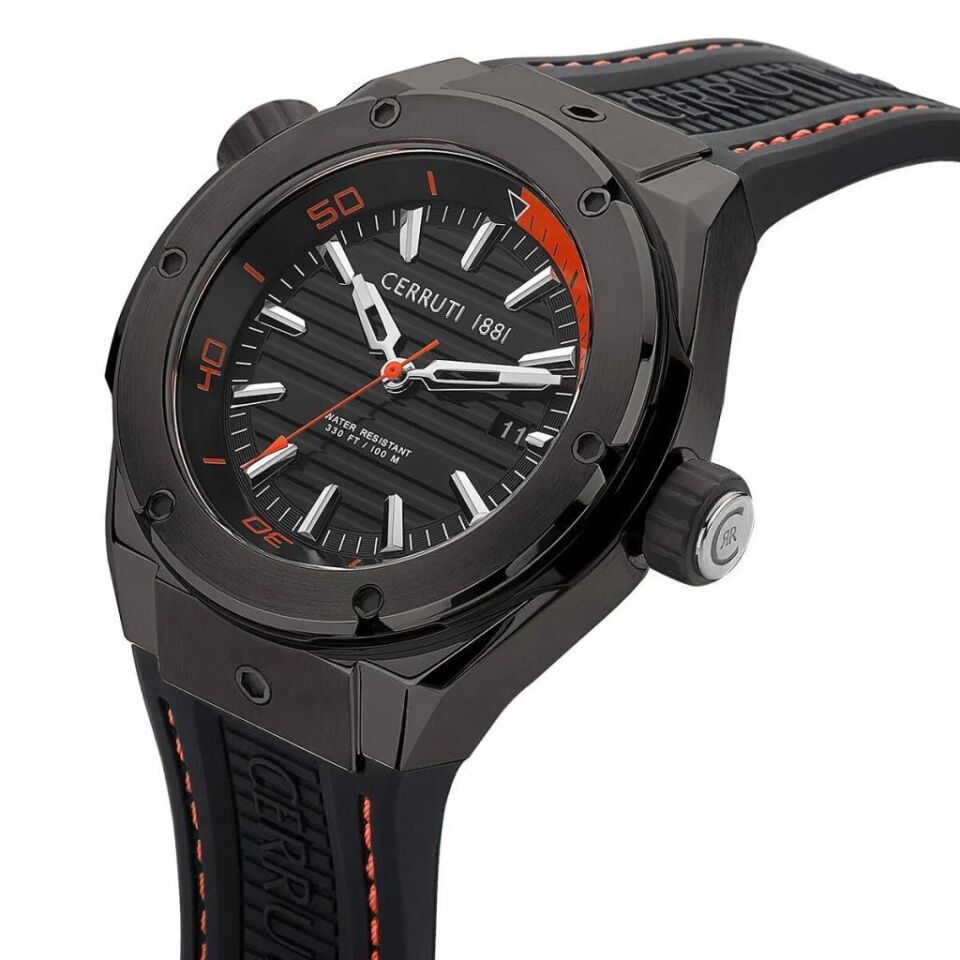Cerruti 1881 CIWGN2207502 Quartz Silikon Siyah 44 mm Erkek Kol Saati