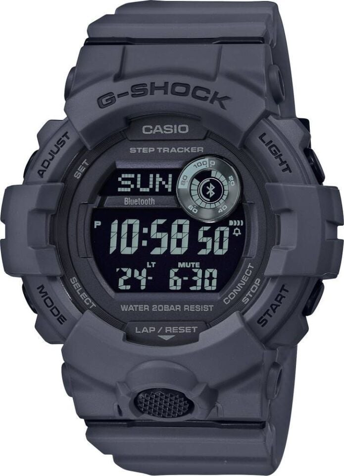 Casio GBD-800UC-8DR Quartz Dijital Silikon Gri Siyah Kadran 10 ATM 49 mm Erkek Kol Saati