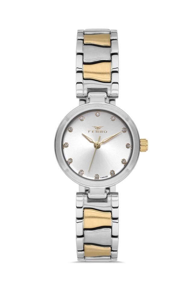 Ferro FL21617AWT-D Quartz Çelik Altın/Gri 26 mm Kadın Kol Saati