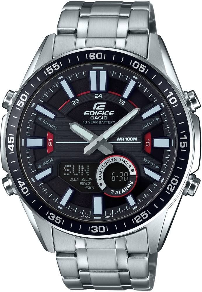 Casio EFV-C100D-1AVDF Quartz Çelik Gri Analog/Digital Siyah Kadran 10 ATM 47 mm Erkek Kol Saati