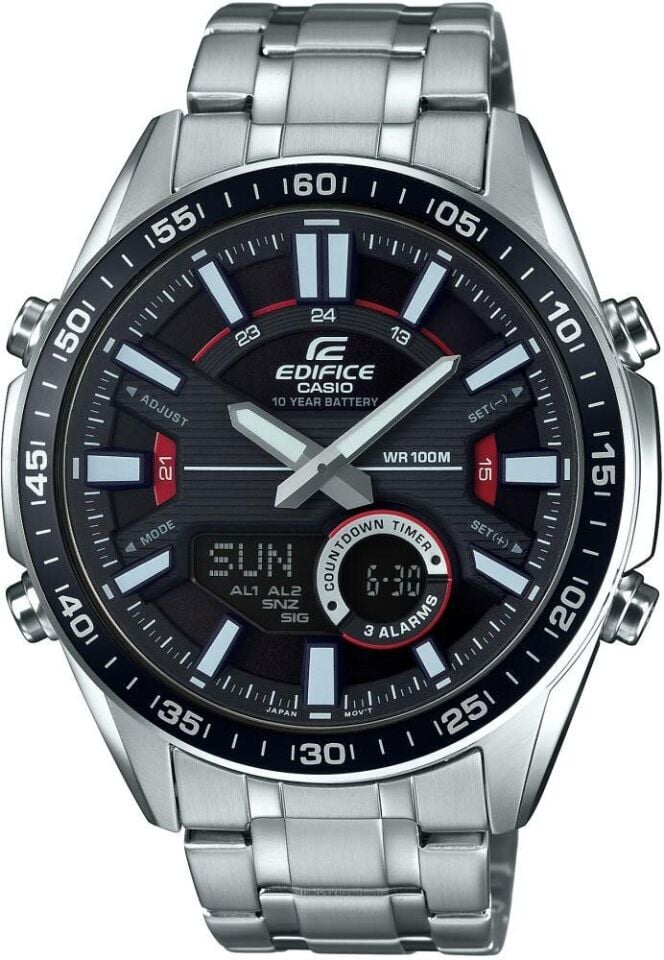 Casio EFV-C100D-1AVDF Quartz Çelik Gri Analog/Digital Siyah Kadran 10 ATM 47 mm Erkek Kol Saati