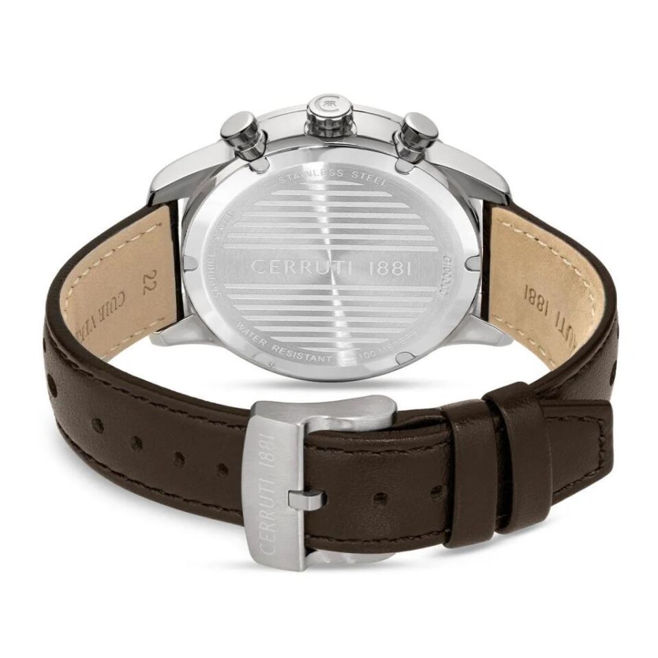 Cerruti 1881 CIWGF0007601 Quartz Deri Kahverengi Lacivert Kadran 44 mm Erkek Kol Saati