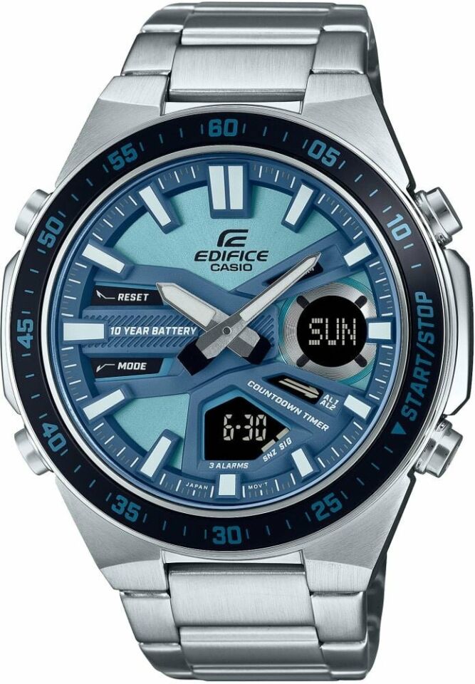 Casio EFV-C110D-2BDF Edifice Quartz Analog/Dijital Çelik Gri Mavi Kadran 10 ATM 47 mm Erkek Kol Saati