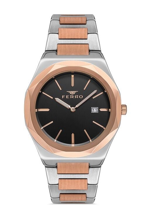 Ferro 41 mm Rose ve Gümüş Çelik Kordon Erkek Kol Saati F40092A-E F40092A-E