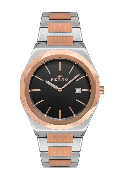 Ferro 41 mm Rose ve Gümüş Çelik Kordon Erkek Kol Saati F40092A-E F40092A-E