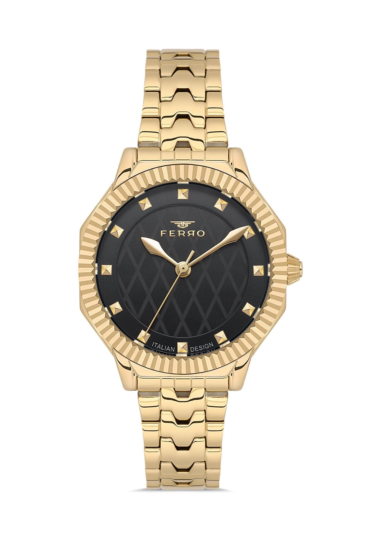 Ferro FL21632AWT-B2 Quartz Çelik Altın Rengi Siyah Kadran 32 mm Kadın Kol Saati