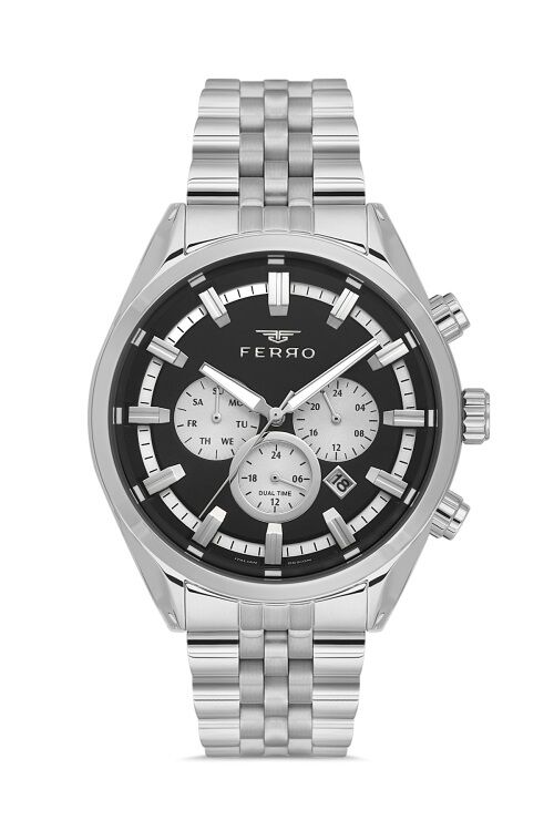 Ferro FM11507A-A2 Quartz Çelik Gri Siyah Kadan 41 mm Erkek Kol Saati