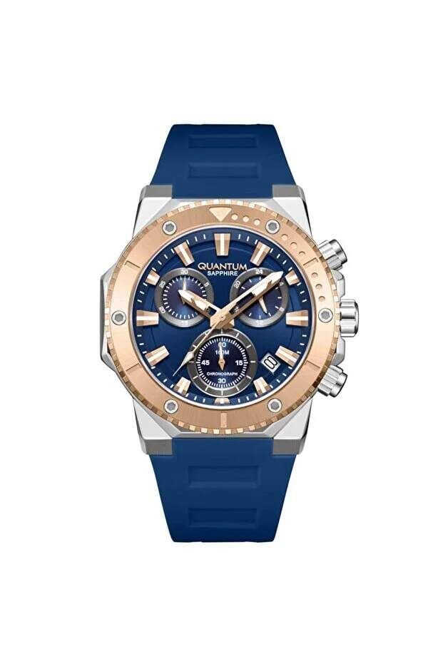 Quantum HNG1232.599 Quartz Silikon Lacivert Safir 10 ATM 43 mm Erkek Kol Saati