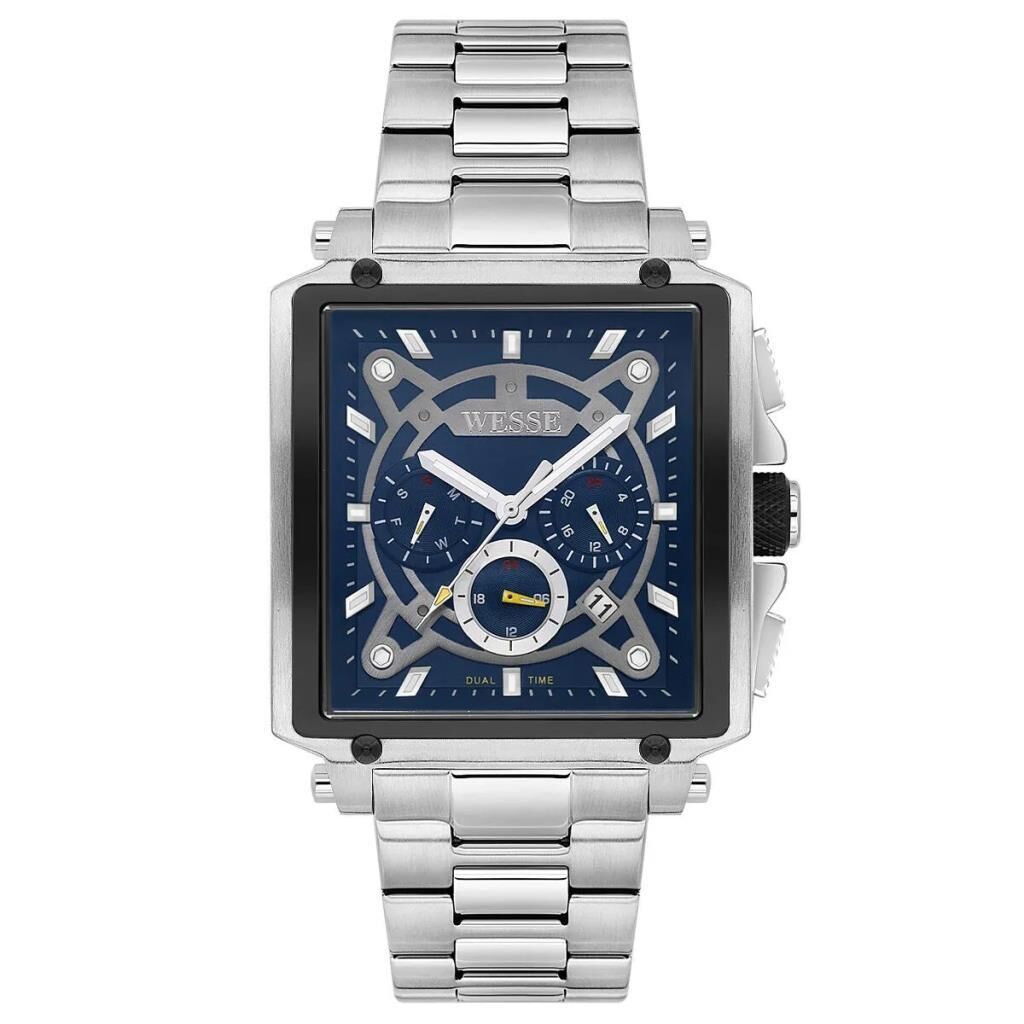 Wesse WWG402703 Quartz Çelik Gri Mavi Kadran 42 mm Erkek Kol Saati